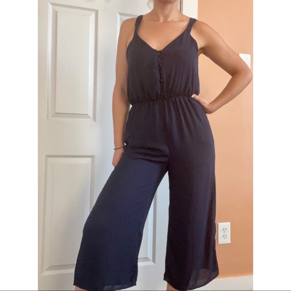 Sienna Sky blue jumpsuit classic open back